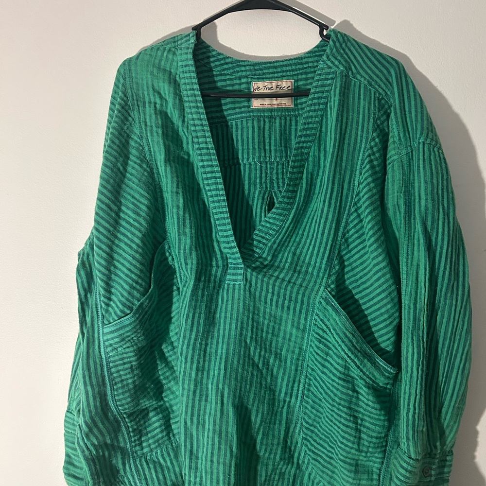Free People Green Striped Top